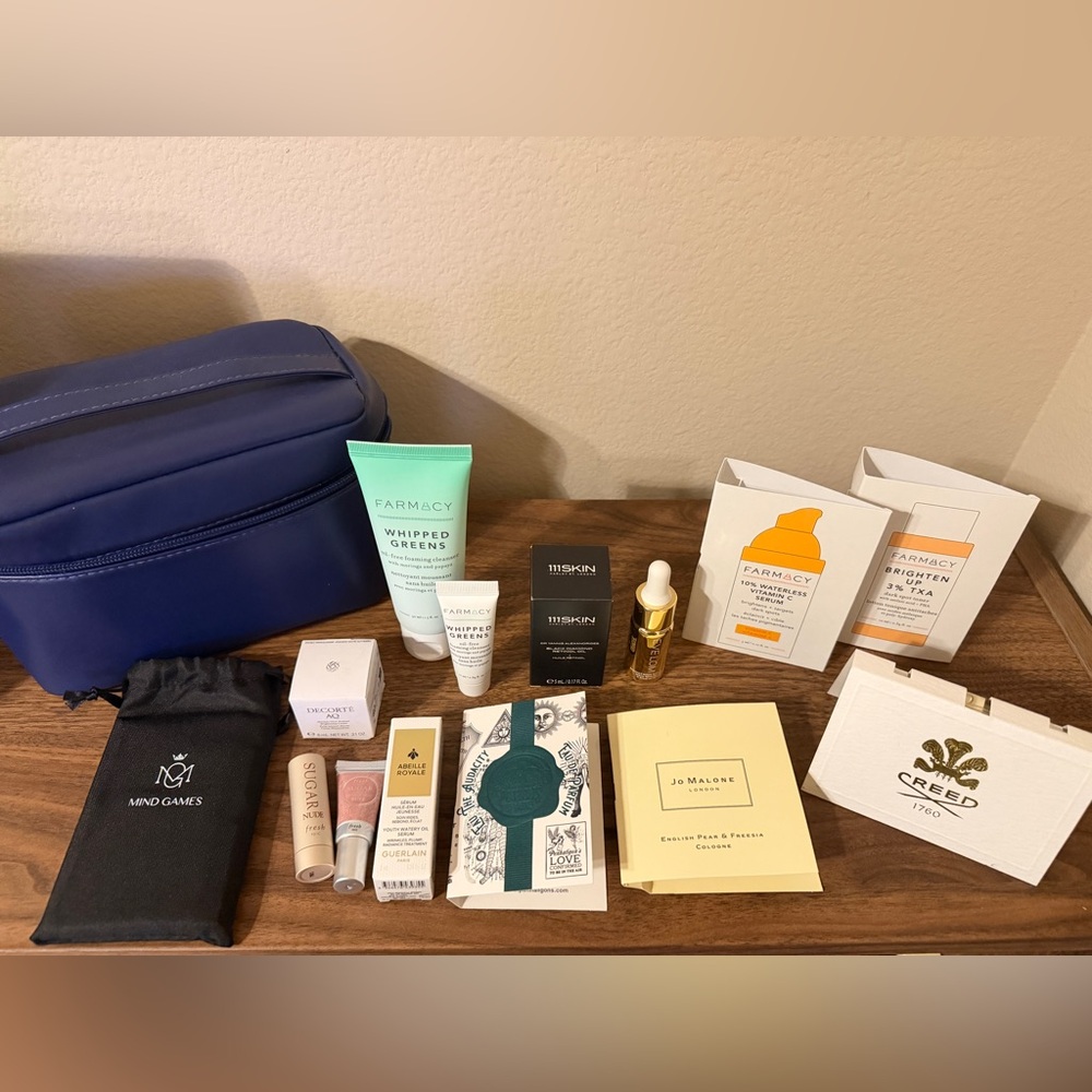 Bundle of travel size skincare and fragrances